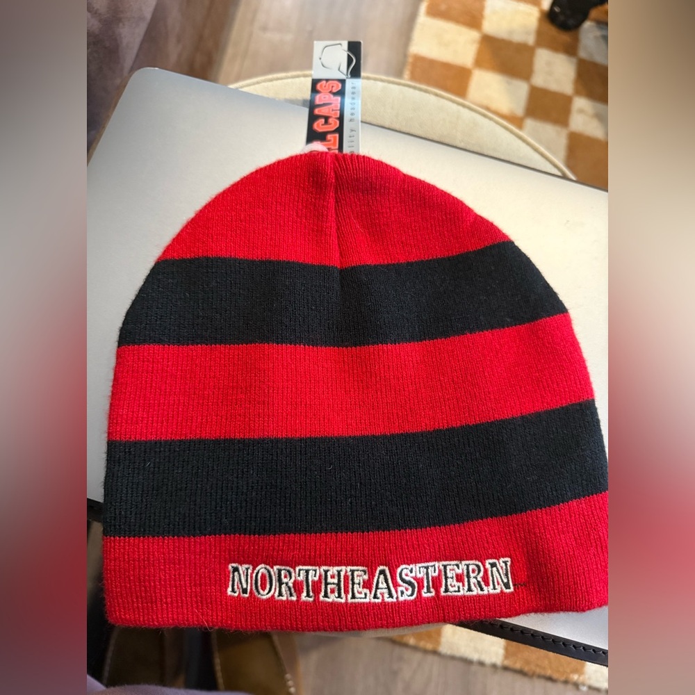 Red and Black Striped Beanie